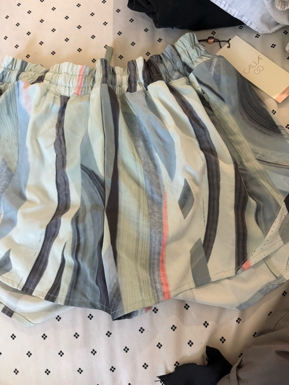 CALIA by Carrie Underwood Mint Green Striped Athletic Shorts